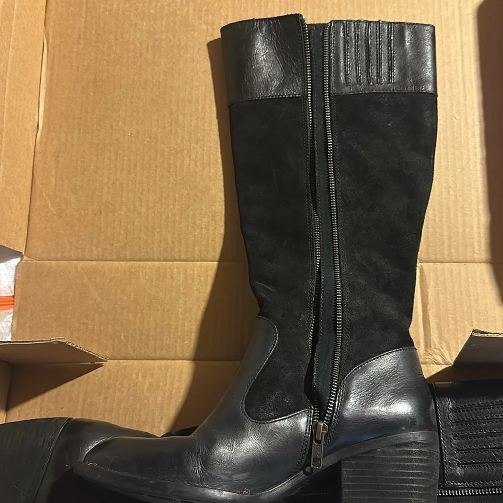 Born black suede leather tall boot Uchee F73809 riding equestrian knee high - Picture 3 of 7